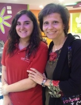 On the left, Dr. Sawalha (right) is with one of her students.