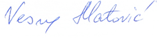Prof. Dr Vesna Matović Signature